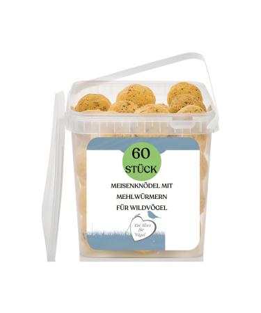 Bird dumplings Premium Meisen dumplings without a network 60 pieces with mealworms in reusable buckets - 5.4 kg - high -energy food source for wild birds - quality that you like!