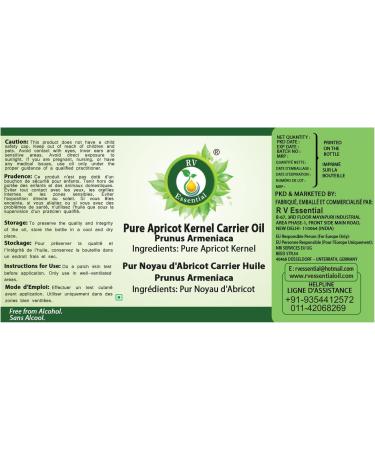 R V Essential Pure Apricot kernel Carrier Oil 5ml (0.169oz)- Prunus Armeniaca (100% Pure and Natural Cold Pressed) Prunus 0.17 Fl Oz (Pack of 1) - Buy Online on GoSupps.com