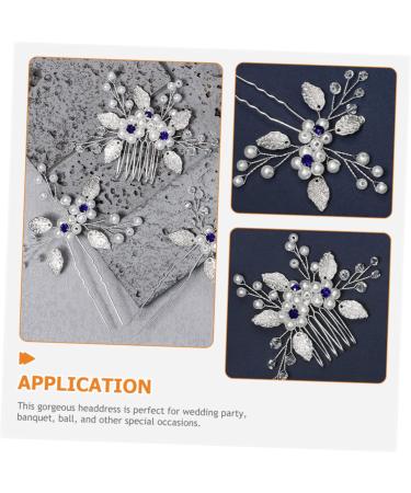 Beaupretty 4 Sets bridal wedding comb Bride Headdress Rhinestone Flower Hairpin Leaf Bride Wedding Comb Leaf Hair Comb green accessories green hair accessories bridesmaid abs flowers Hanfu - Buy Online on GoSupps.com