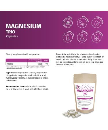ERASVITAL Magnesium Trio 720 capsules 5month supply with magnesium taurate magnesium bisglycinate magnesium citrate and Lthreonine ideal for a target group interested in mental health - Buy Online on GoSupps.com