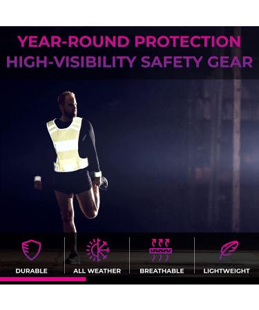 247 Viz Reflective Running Vest - High Visibility Safety Gear for Men & Women | Stay Visible & Safe While Running & Cycling | Adjustable Waist & 2 Reflective Bands | Large Pocket | Light & Comfy Yellow Vest (L/XL) - Buy Online on GoSupps.com