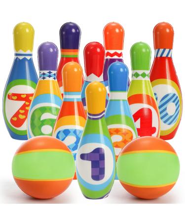 Coloch Kids Bowling Set with 10 Bowling Pins and 2 Balls, Soft Colorful Bowling Set Printed with Numbers Educational Game Set for Baby Age 2-5, Boys and Girls, Birthday Gift