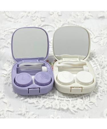 Buy Hown Contact Lens Container Travel Set - Cute Tui with Mirror Tweezers & Remover - 2 Pieces Purple/White | Ideal for Daily Use - Buy Online on GoSupps.com