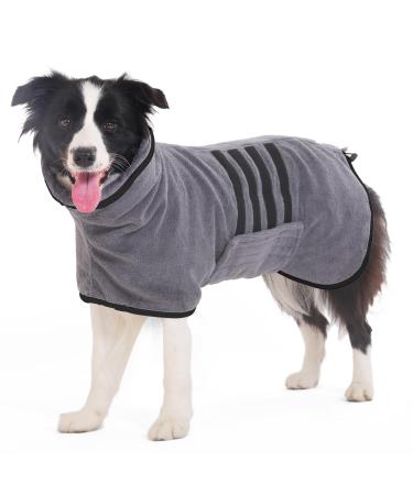HezzLuv Ultra Absorbent Dog Bathrobe Towel Microfiber Quick Dog Drying Coat Dressing Gown Pets Comfort for Baths Swims & Muddy Walks(Black L) L Black - Buy Online on GoSupps.com