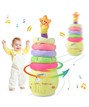 seOSTO Singing Dancing Cactus Baby Toys Repeating Newborn Toys Kids Plush Toys Talking Toys with 5 Circular Rings for Year Old Boys Girls Gifts 2+dance Sing+light+repeat+record+walking