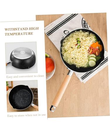 ABOOFAN 2pcs Maifan Stone Noodles Pan Iron Frying Pan Small Soup Pot Wok for Induction Cooktop Non Stick Frying Pan Cooking Pan with Lid Cooker Pan Wood Noodle Pot Wooden Handle - Buy Online on GoSupps.com