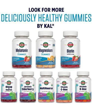 Buy KAL Melatonin Strawberry Gummies 5mg - 60 Count | Sleep Aid Supplement - Buy Online on GoSupps.com