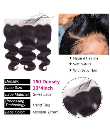 10 Inch Body Wave HD Transparent Lace Frontal Closure - Unprocessed Brazilian Virgin Human Hair for Black Women - 150% Density - Buy Online on GoSupps.com