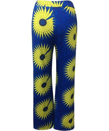 BOXIACEY Wide Leg Printed Boho Hippie Palazzo Pants | Elastic High Waist | Casual Loose Fit | Large Blue - Buy Online on GoSupps.com