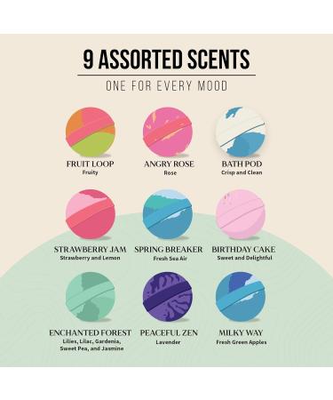 Naturally Vain Handmade Luxury Bath Bomb Set - 9-Pack Assorted Scents | Non-Staining, Sulfate-Free, Aromatherapy Spa Gift Set - Buy Online on GoSupps.com