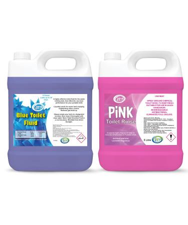 Jovs Caravan Toilet Chemical Bundle - 5L Blue Toilet Fluid and 5L Pink Rinse for Motorhomes & Caravans | Eco-Friendly Odour Eliminator | Up to 50 Treatments Each