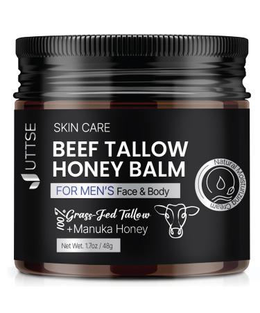 Men's Beef Tallow for Skin Care:100% Grass-Fed Beef Tallow Face Moisturizer For Men - Tallow and Honey Balm With Olive Oil Manuka Honey For Sensitive Dry Skin Repair 1.7 oz 1.7 Ounce