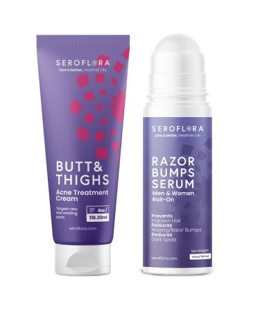 Butt Acne Cream & Razor Bump Serum Helps Reduce the Look of Ingrown Hairs, Bumps & Redness Post-Shave & Waxing Skin Comfort - Bundle
