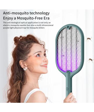 Electric Fly Swatter | 3000V Electric Indoor UV Light 2 in 1 Inhaled Photocatalyst Fly LED Lamp with 3-Layer Safety Mesh (Green) - Buy Online on GoSupps.com