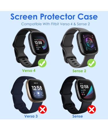 NANW 4-Pack Screen Protector Case for Fitbit Sense 2/Versa 4 | Soft TPU Bumper | Full Cover Protective Cases | Scratch-Proof | Black/Charcoal/Blue/Clear - Buy Online on GoSupps.com