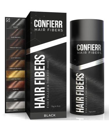 Keratin Hair Fibers for Men & Women - Fill In Fine or Thinning Hair Instantly Thicker Fuller Looking Hair (Black 15g) 15 Gram Black