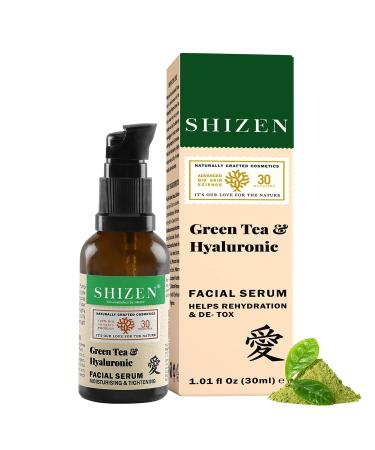 SHIZEN Green Tea Facial Serum With Pea and Papaya Extract Moisturize & Tighten The Skin Vegan Cruelty Free 100% Organic 1.01 Fl Oz