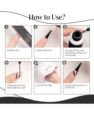 Beetles Gel Polish Nail Art Liner Set - Black & White Swirl Nails Gel Paint Kit with Thin Brush, Soak-off Formula - Gift Box Included - Buy Online on GoSupps.com