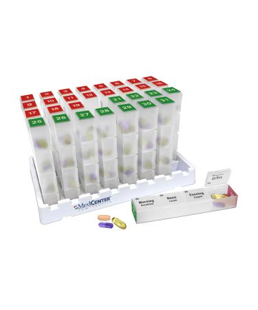 Monthly Pill Organizer 4 Times a Day 31 Day Pill Organizer Monthly Medication Organizer for Drawer or Lock Box with 31 Pill Boxes and 4 Daily compartments (Extra Large)