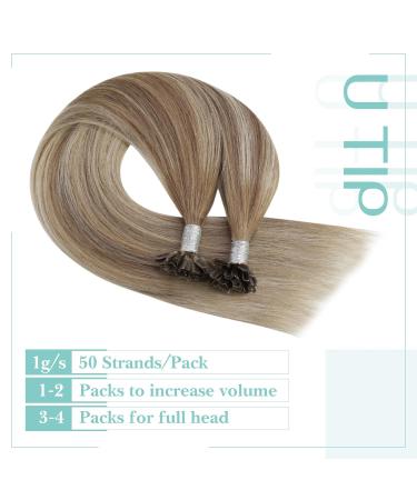 Youngsee Ombre Bonding Extensions - Real Hair U-Tip Brown to Blonde 50cm | Premium Quality 50g #8A/60/8A - Buy Online on GoSupps.com