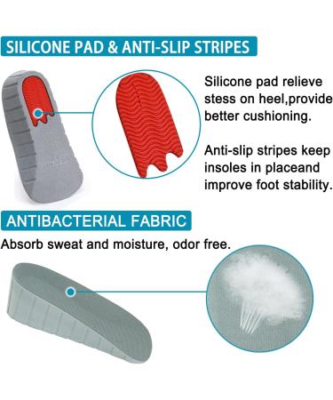 Bacophy Height Increase Insoles - Invisible Shoe Lifts for Men & Women Shock Absorption Arch Inserts 2.5cm Heel Cushion Pads (Grey - Buy Online on GoSupps.com