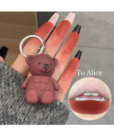 2Pcs Cute Bear Keychain Lipstick Set | Matte Velvet Lip Gloss | Waterproof Long Lasting Formula | Beauty Cosmetics - Buy Online on GoSupps.com
