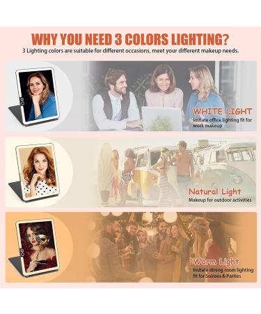 WEILY W137 Folding Travel Mirror | 72 LED Lights | 3 Light Modes | Touch Screen Dimming | USB Rechargeable | Ultra Thin Portable Vanity Mirror | Makeup Mirror Gift for Women (Black) - Buy Online on GoSupps.com