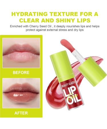 LOPHE Plumping Lip Oil Makeup Lip Gloss Crystal Jelly Lip Care Oil Long Moisturizing Lip Gloss Tinted Lip Oil Non-Sticky FInish High-Shine 12 Hours Hydrating Dark Liquid Lipsticks(Red) - Buy Online on GoSupps.com