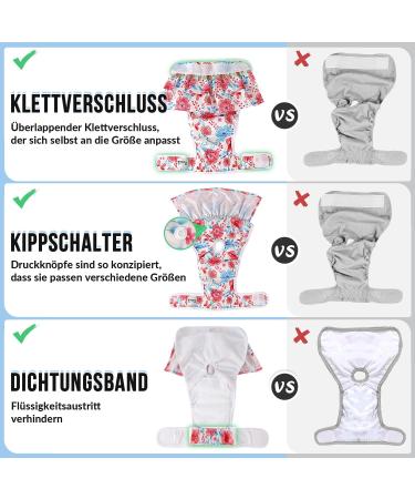 Eyein Washable Dog Diapers for Bitches - 3 Piece Set High-Suction Adjustable Velcro & Button Design Stylish Floral Rock Design Size L (47-65cm) - Perfect for Comfort & Style - Buy Online on GoSupps.com