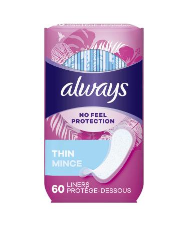 Always Thin No Feel Protection Daily Liners Regular Absorbency Unscented 60 Count - Pack of 4 (240 Count Total) - Buy Online on GoSupps.com