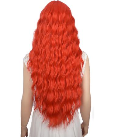 YEESHEDO Women's Long Wave Wig with Bangs - 28 Inches Natural Curly Wavy Synthetic Hair for Party, Cosplay, Halloween - Gold Red - Buy Online on GoSupps.com