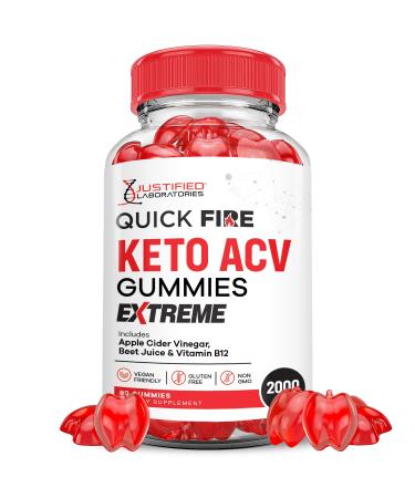 Quick Fire Keto ACV Gummies Extreme 2000MG QuickFire Keto Gummies Apple Cider Vinegar Formulated with Pomegranate Beet Juice Powder B12 Vegan Non GMO 60 Gummys 60 Count (Pack of 1)