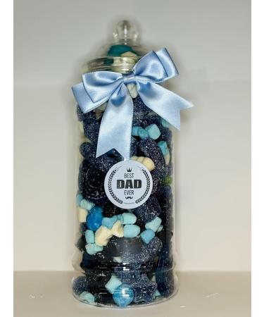 Best Dad Ever Filled Blue Pick N Mix Gummy Sweet Victorian Jar Gift Present 970ml - Buy Online on GoSupps.com