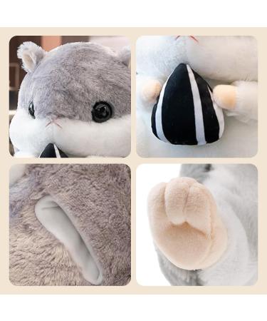 Muziri Kinokoo Plush Pillow Blanket - Cute Hamster Design | Foldable Throw Blanket & Stuffed Toy | Soft Grey Blanket with Sunflower Seeds - Buy Online on GoSupps.com