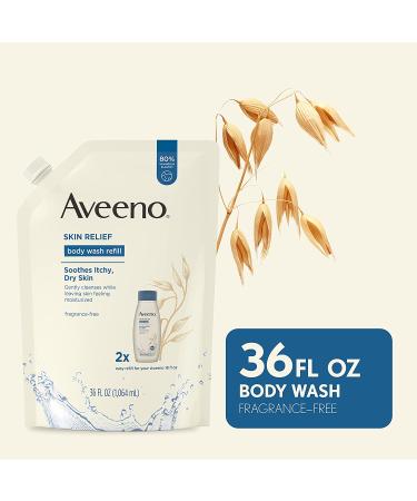 Buy Aveeno Skin Relief Body Wash Refill 36 Fl. Oz - Fragrance Free for Sensitive Skin - Buy Online on GoSupps.com