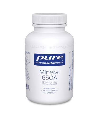 Pure Encapsulations - Mineral 650A - with Calcium Magnesium Iron Iodine Selenium & Zinc - Hypoallergenic Mineral and Trace Element Formula - 180 Capsules