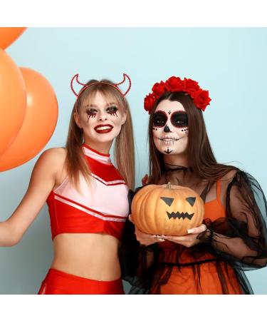 VilaGi Halloween Devil Horns Headband Red Rhinestone Hairband Headband Makeup Party Halloween Carnival Party Masquerade Cosplay Fancy Dress Women Girls Hair Accessories Headband Costume Accessories - Buy Online on GoSupps.com