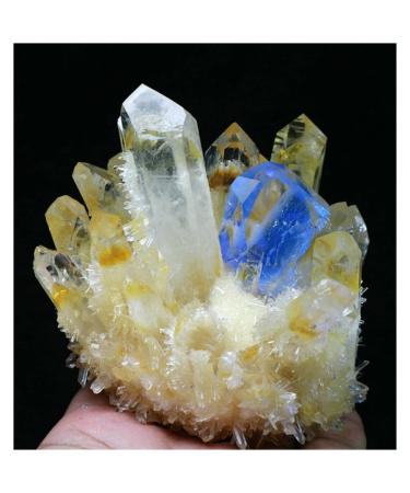 Natural Crystal Rough Yellow/Blue Quartz Crystal Cluster Specimen