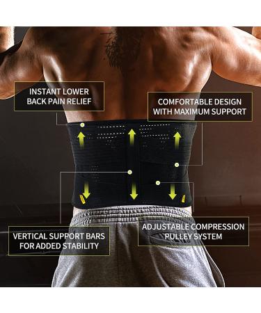 BERTER Lower Back Brace for Men & Women - Sciatica Relief Lumbar Support Belt - Lightweight & Breathable - XXL Black - Buy Online on GoSupps.com