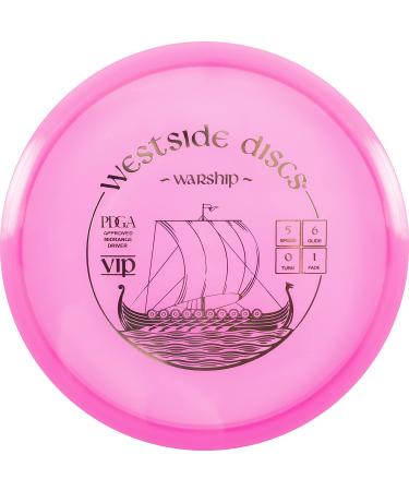 Westside Discs VIP Warship Disc Golf Midrange | Straight Flying Frisbee Golf Midrange | Controllable Golf Disc | Beginner Friendly Disc Golf Midrange | Stamp Colors Will Vary Pink