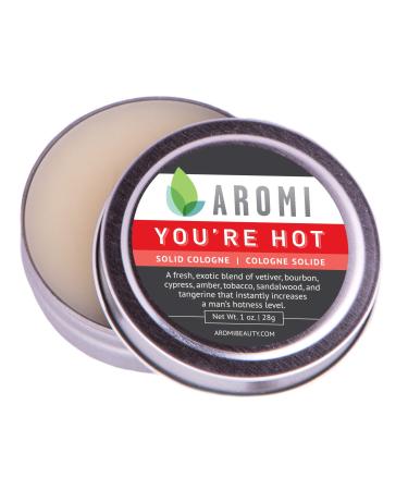 Aromi Solid Cologne | Fresh Woodsy Fragrance Vegan Cruelty-free Wax Vetiver Sandalwood and Amber Scent Men's Gift Day Night Travel (You're Hot)