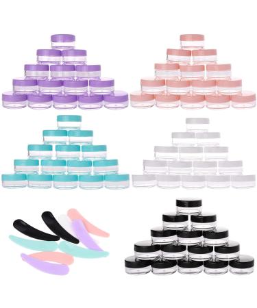 100 Count 10 gram Small Round Sample Containers with lids Cosmetic Jars Plastic Jars Makeup Containers Lip Scrub Containers Leak Proof and 10Pcs Mask Spatula for Beauty Products 10g Multi color - Buy Online on GoSupps.com