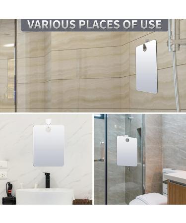 2 Pack Unbreakable Fogless Shower Mirror for Shaving and Makeup - Large 10.7x8 inches - Ideal for Camping and Bathroom - Fog Free Handheld Shave Mirror - Buy Online on GoSupps.com