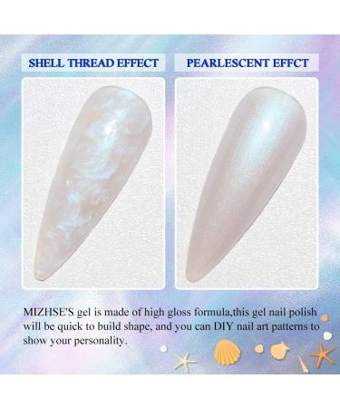 Mizhse Gel Nail Polish Set - 6 Pearl Effect Colors | White Shimmer UV Gel | 10ml UV/LED Soak Off Nail Polish - Buy Online on GoSupps.com