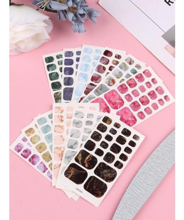 Kalolary Self-Adhesive Nail Film Stickers - 12 Sheets Marbled Nail Art Designs for DIY Manicure & Fashion Decor - Buy Online on GoSupps.com
