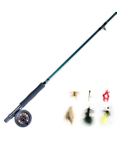 Martin Complete Fly Fishing Kit, 8-Foot 5/6-Weight 3-Piece Fly Fishing Pole, Size 5/6 Rim-Control Reel, Pre-spooled with Backing, Line and Leader, Includes Custom Fly Tackle Assortment, Brown/Green - Buy Online on GoSupps.com