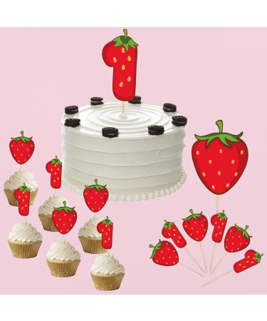 Berry First Birthday Food & Cupcake Picks Toppers Strawberry Baby 1st Party Decorations (14 Pack)