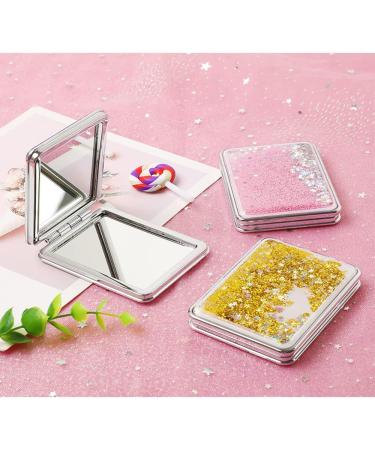HSYHERE Creative Quicksand Double-Sided Makeup Mirror - Silver Square Design - Buy Online on GoSupps.com