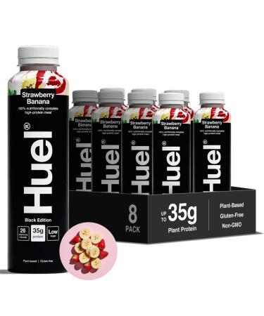 Huel Black Edition 8 x 500 ml bottles protein shakes strawberrybanana flavour highprotein drink 35 g protein per bottle rich in vitamin D fatty acids calcium readytoeat meals