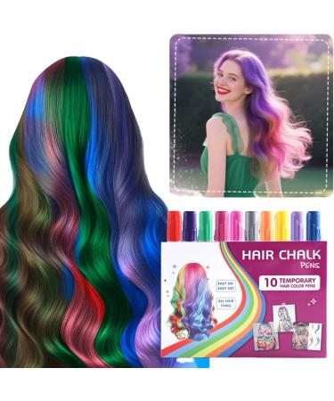 Teinture Capillaire Temporaire 10 Couleurs Craies Colorantes pour Cheveux Marqueurs de Coloration Temporaire Kit de Maquillage Lavable Jouet Amusant pour Adolescents et Adultes pour le Cosplay - Buy Online on GoSupps.com